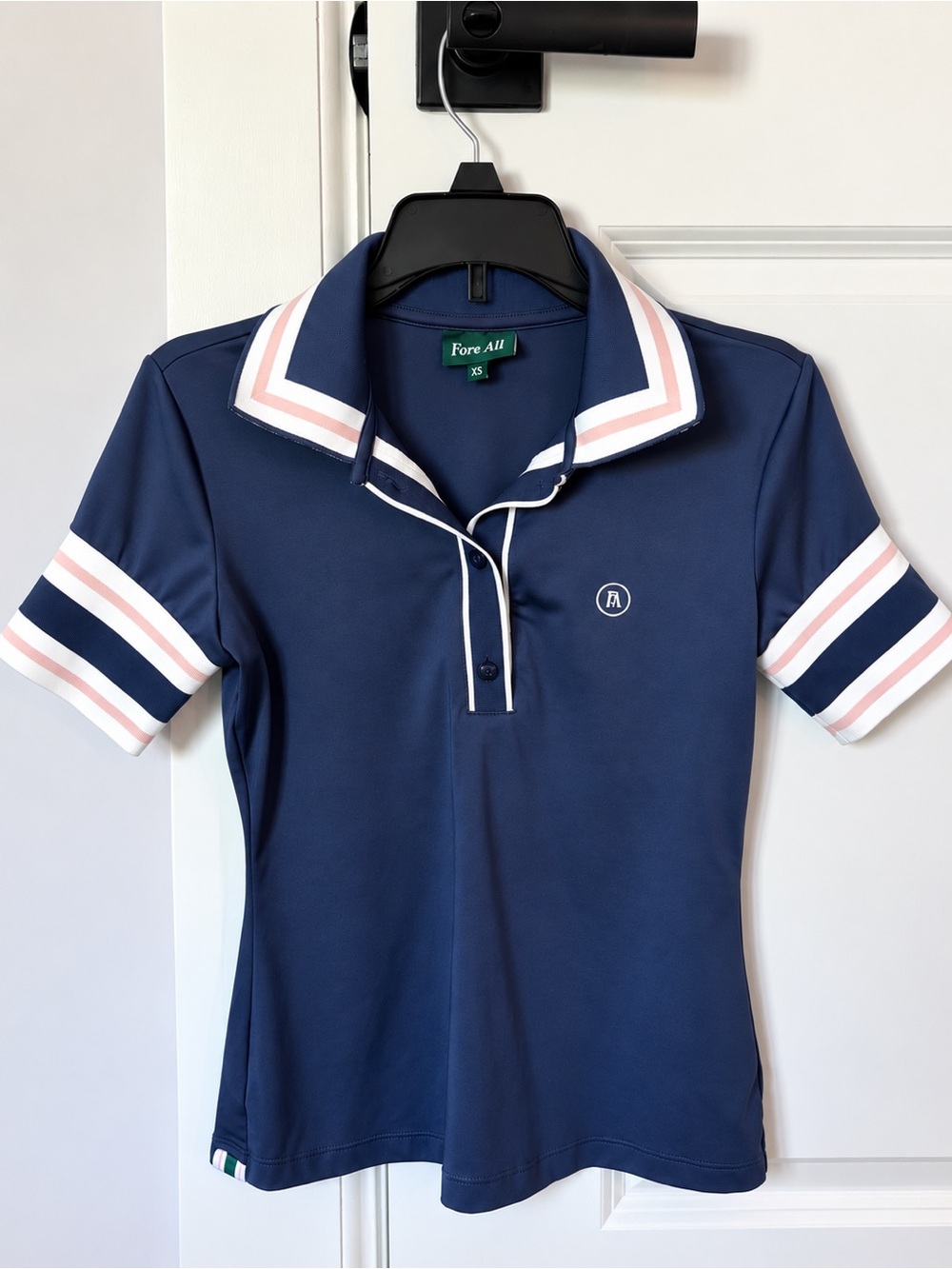 Fore All Indigo Betty Polo with Pink and White Trim | XS | Like New